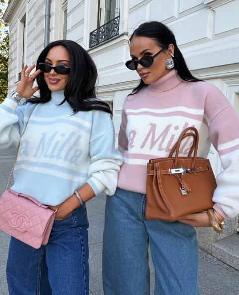 Sweter golf z logo różowy La Milla