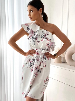 Asymetryczna sukienka WHITE FLOWERS - BOCCA