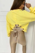 Bluza ze sznurowaniem na plecach LENORA żółta - LA MANUEL