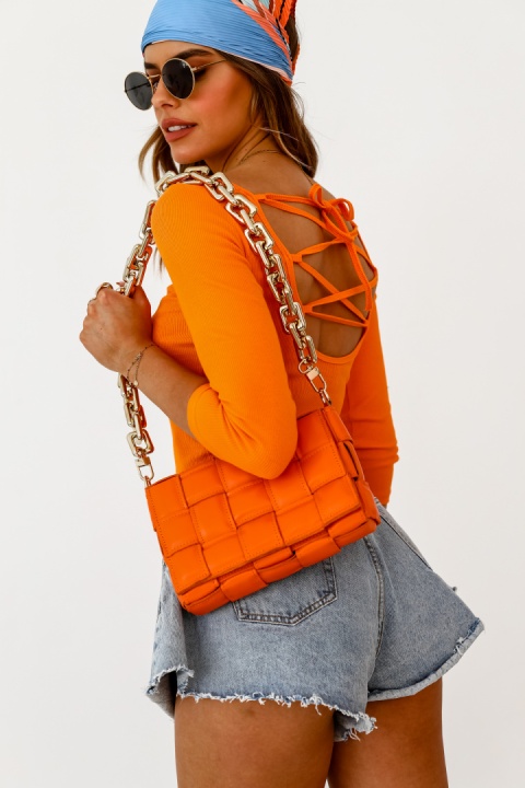Bluzka z wiązaniem na plecach HOPE pomarańczowa - ME GUSTA
