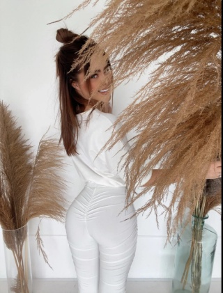 Modelujące legginsy z marszczeniem MONEY białe - LA MANUEL