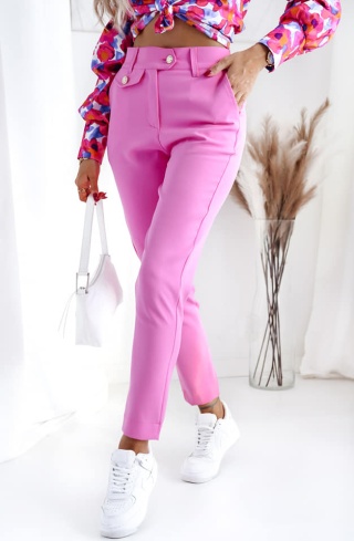 Spodnie z ozdobnymi guzikami różowe - XANA