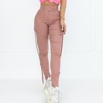 Spodnie z taśmami TO THE MOON różowe- LA MANUEL