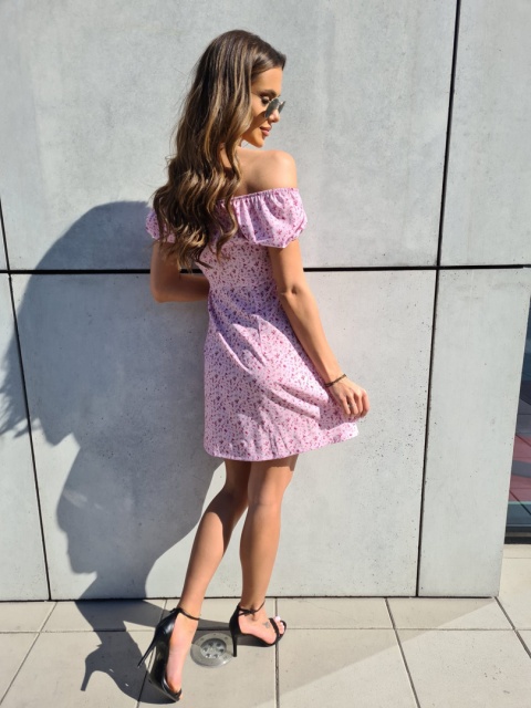 Sukienka hiszpanka z wiskozy PINK FLOWER