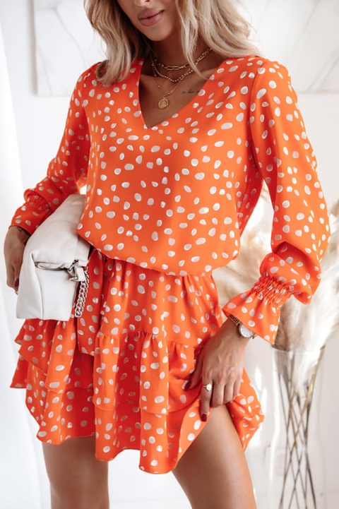 Sukienka w groszki ze ściągaczowym mankietem - XANA