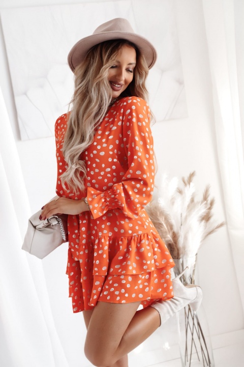 Sukienka w groszki ze ściągaczowym mankietem - XANA