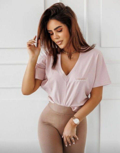 T-shirt Angel pudrowy - LA MANUEL