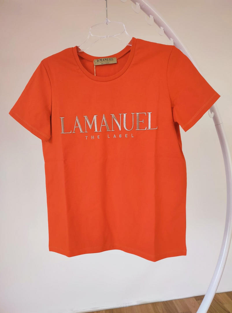 T-shirt LAMANUEL ceglasto czerwony - LA MANUEL