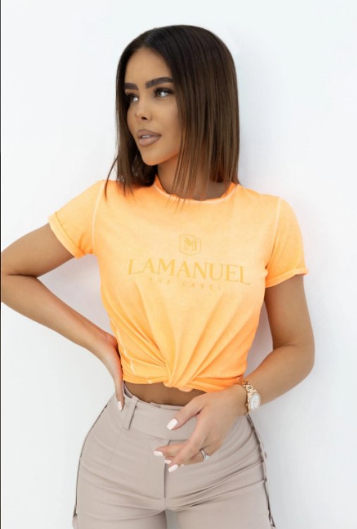 T-shirt w neonowym kolorze RAINBOW pomarańczowy - LA MANUEL