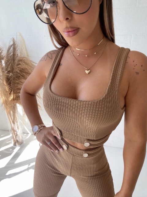 Komplet top i kolarki KITTY camel - LA MANUEL