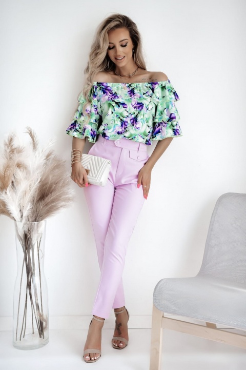 Liliowe spodnie z asymetrycznym zapięciem - XANA