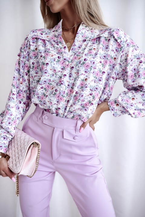 Liliowe spodnie z asymetrycznym zapięciem - XANA