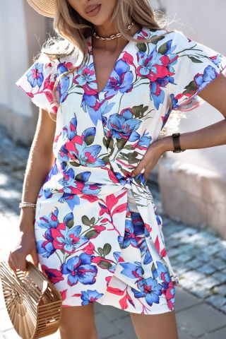 Lniana sukienka o kopertowym kroju - XANA