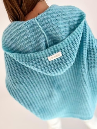 Ponczo z kapturem błękitne - STAYHERE