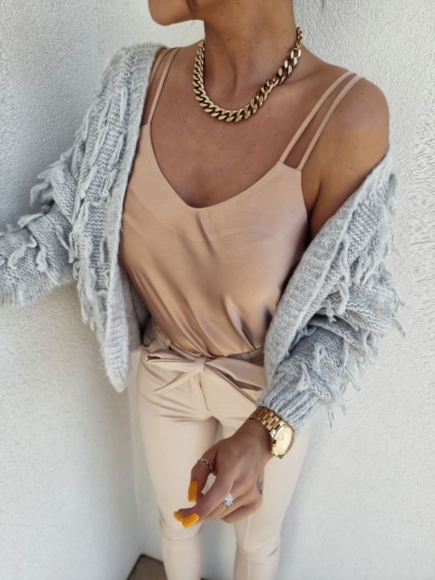 Satynowy top na podwójnych ramiączkach złoty - BY ME