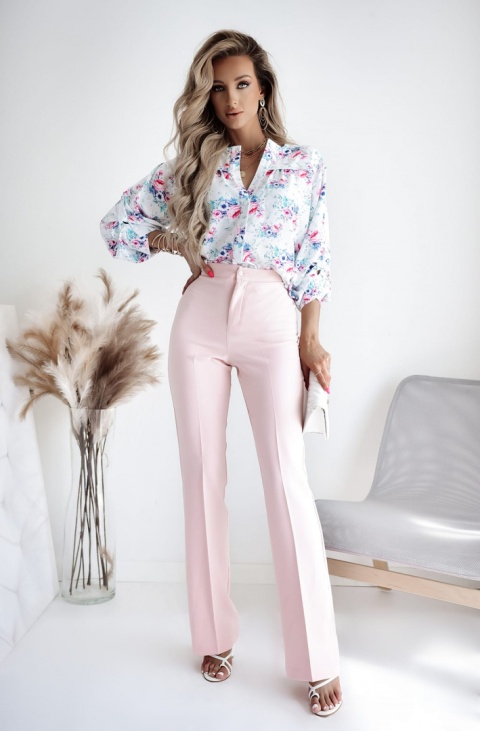 Spodnie dzwony pudrowo-brzoskwiniowe - XANA
