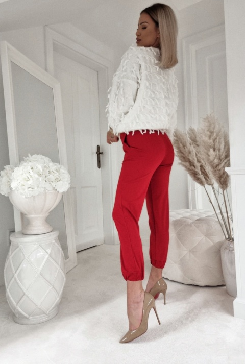 Sweterek narzutka z frędzlami śmietankowy - BY ME