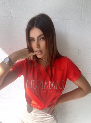 T-shirt LAMANUEL ceglasto czerwony - LA MANUEL