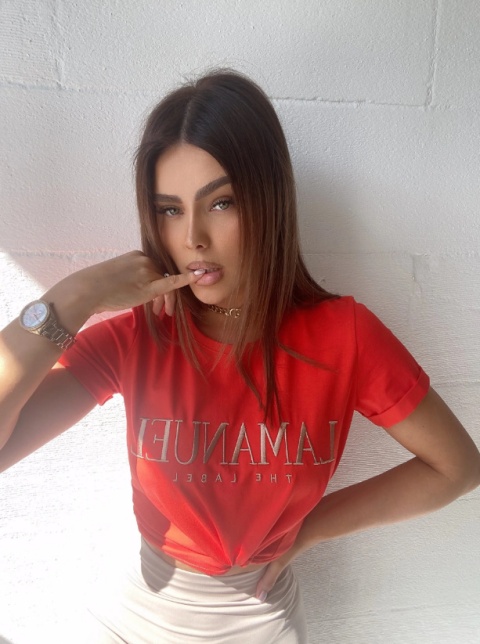 T-shirt LAMANUEL ceglasto czerwony - LA MANUEL