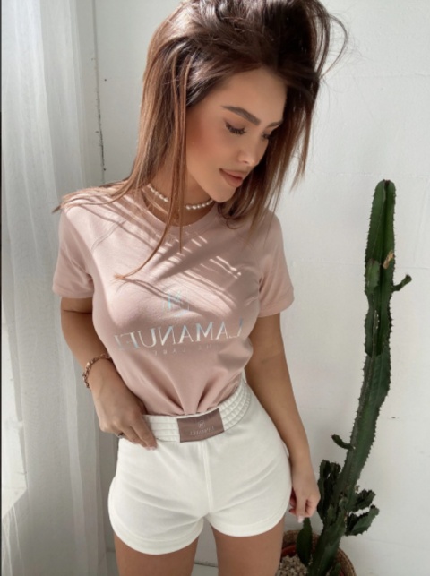 T-shirt SHINY puder - LA MANUEL