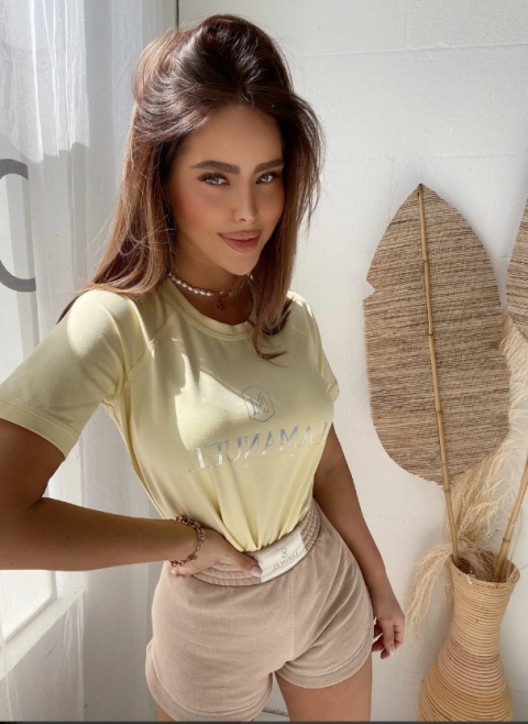 T-shirt SHINY żółty - LA MANUEL