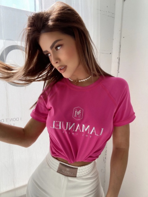 T-shirt SHINY fuksja - LA MANUEL