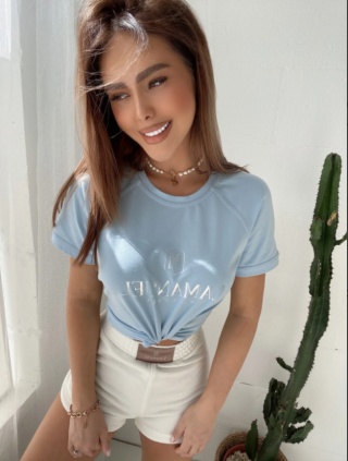 T-shirt SHINY błękit - LA MANUEL