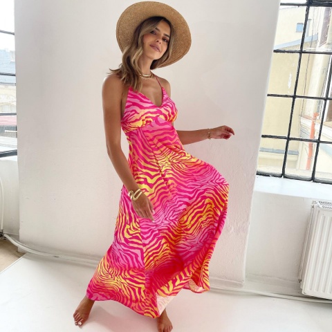 Długa satynowa sukienka - LA MILLA