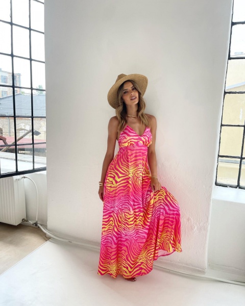 Długa satynowa sukienka - LA MILLA