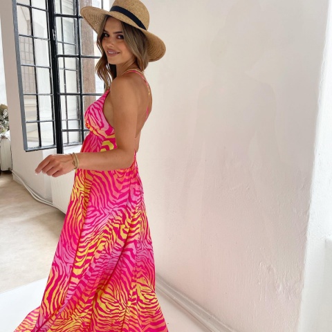 Długa satynowa sukienka - LA MILLA