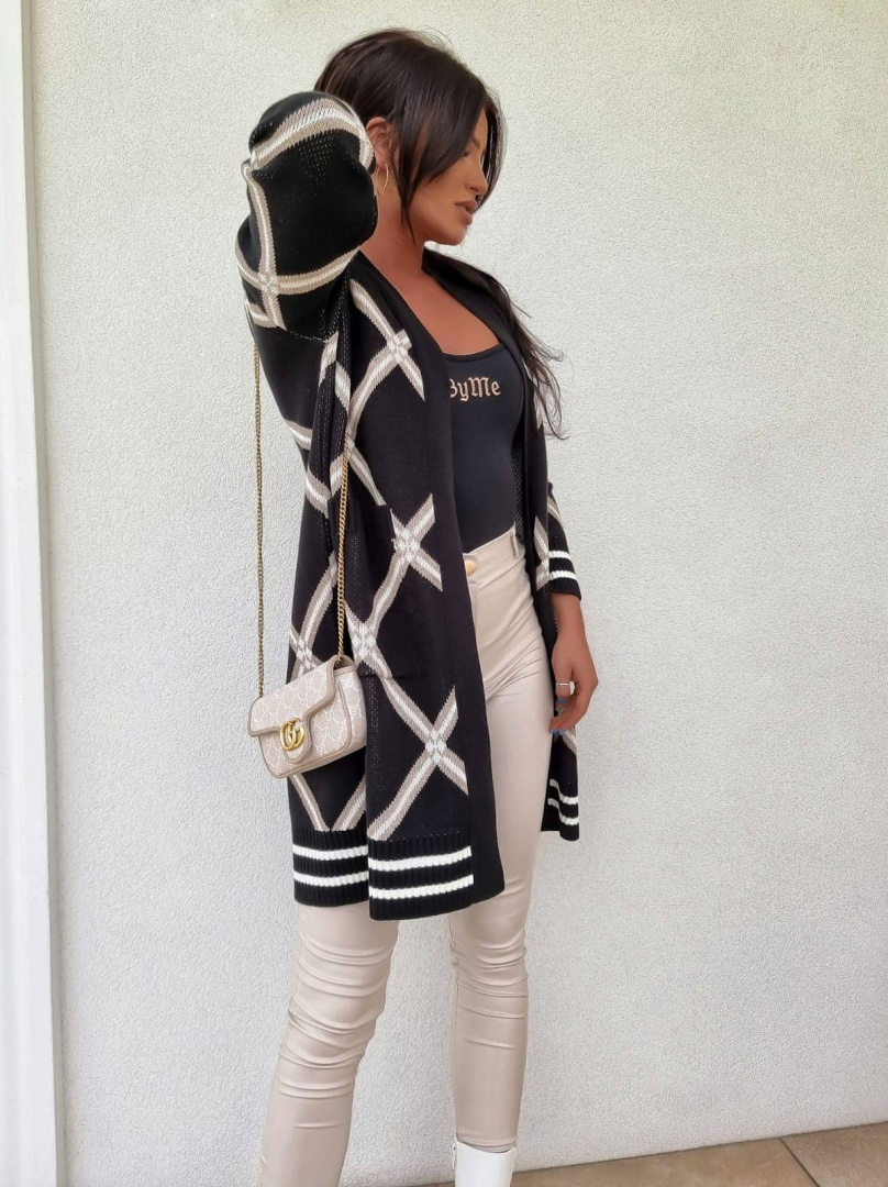 Long cardigan with a touch of wool ELEGANT STYLE black - BY ME Long cardigan with a touch of wool ELEGANT STYLE black - BY ME