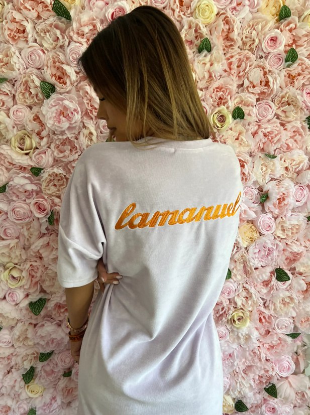 Obszerny t-shirt sukienka ESSENCE lila - LA MANUEL