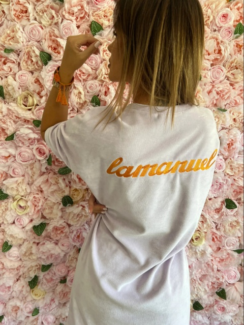 Obszerny t-shirt sukienka ESSENCE lila - LA MANUEL