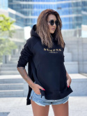 Bluza SARA LOGO czarna ze złotym napisem - SEMPRE Bluza SARA LOGO czarna ze złotym napisem - SEMPRE