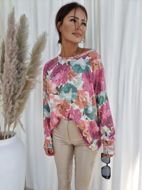 Bluzka o kroju oversize w kwiaty FIORI - BY ME