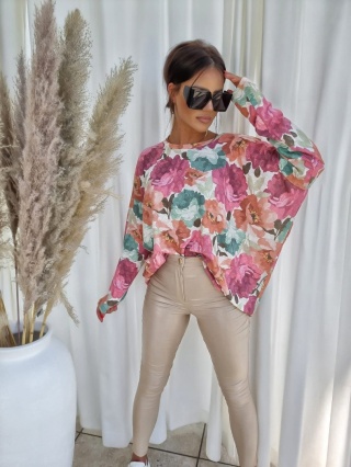 Bluzka o kroju oversize w kwiaty FIORI - BY ME