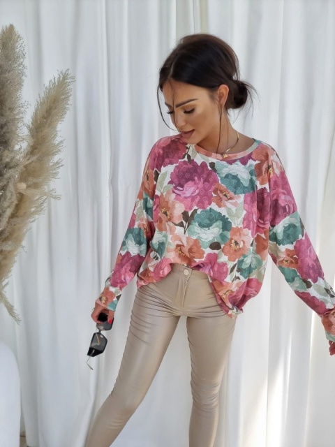 Bluzka o kroju oversize w kwiaty FIORI - BY ME