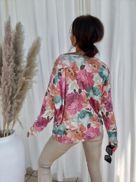 Bluzka o kroju oversize w kwiaty FIORI - BY ME