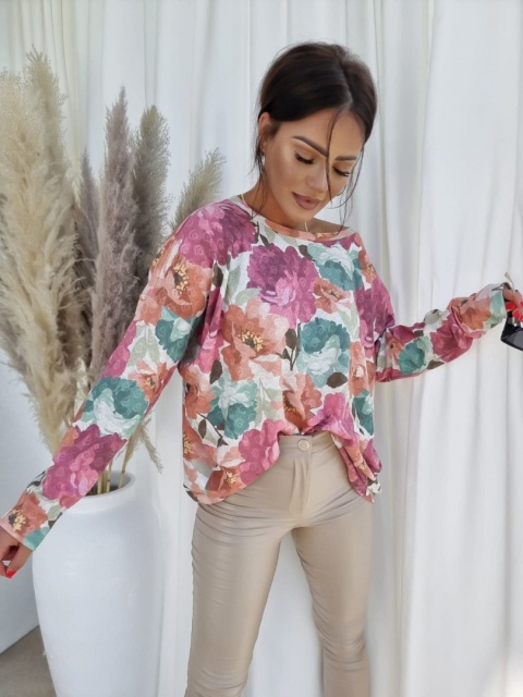 Bluzka o kroju oversize w kwiaty FIORI - BY ME