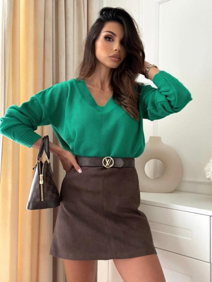 Klasyczna spódniczka zamszowa mokka - BOCCA