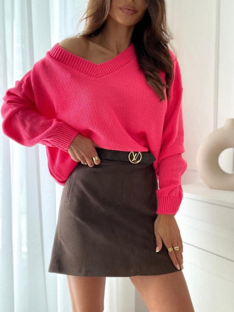 Klasyczna spódniczka zamszowa mokka - BOCCA