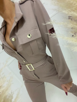 Kombinezon z pagonami AGATHA beżowy - AGATHA FASHION