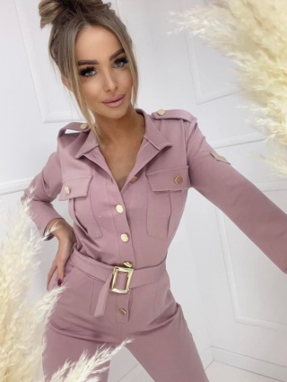 Kombinezon z pagonami AGATHA różowy - AGATHA FASHION