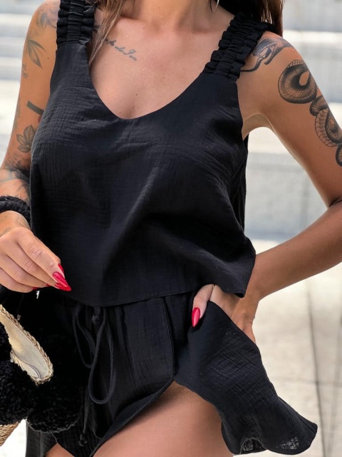 Komplet muślinowy TULIPE czarny - SEMPRE