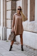 Koszulowa sukienka na guziki camel - ME GUSTA