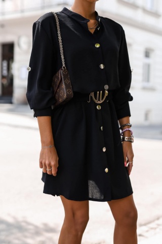 Sukienka z paskiem ELITTE czarna - LA MONNE