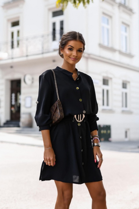 Sukienka z paskiem ELITTE czarna - LA MONNE