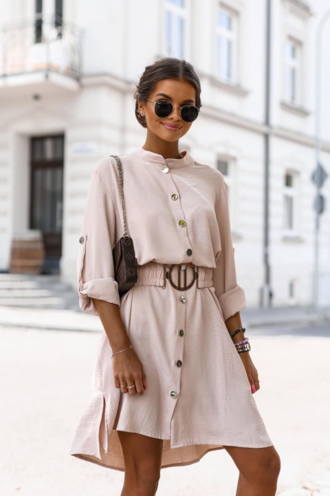 Sukienka z paskiem ELITTE beż - LA MONNE