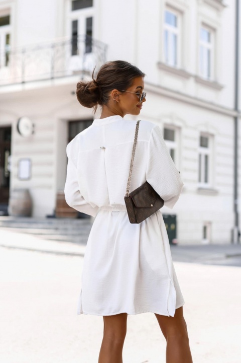 Sukienka z paskiem ELITTE ecru - LA MONNE