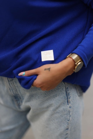 Sweter z łódkowym dekoltem FLAMINGO atramentowy - ME GUSTA